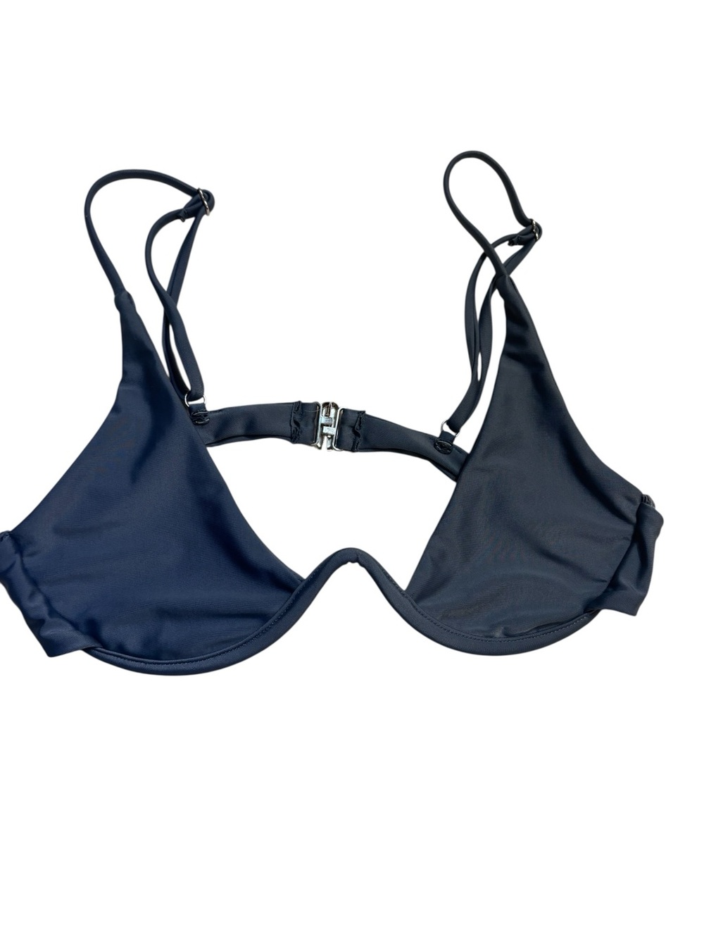 Bikini Top Small Blue Grey Underwire Back Clasp Adjustable Straps Sexy Bodycon